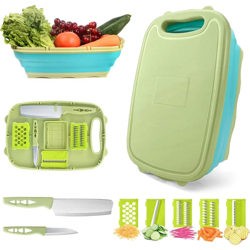 Folding Cutting Board with Built-In Colander — 9-in-1