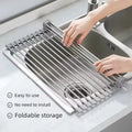 Roll-Up Over-Sink Drying Rack — Stainless Steel