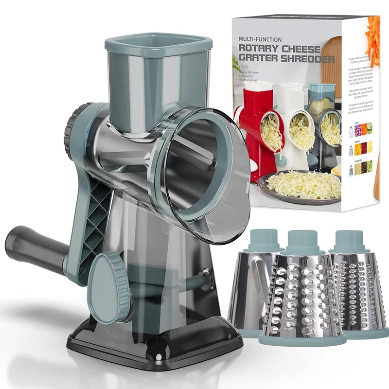 Rotary Cheese Grater & Vegetable Shredder — 3-in-1 Hand Crank