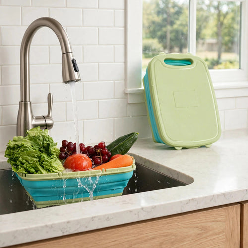 Folding Cutting Board with Built-In Colander — 9-in-1