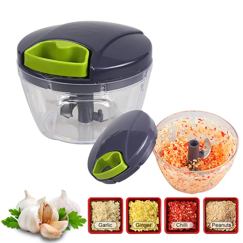 Pull-String Food Chopper — 600ml Manual Mini Processor