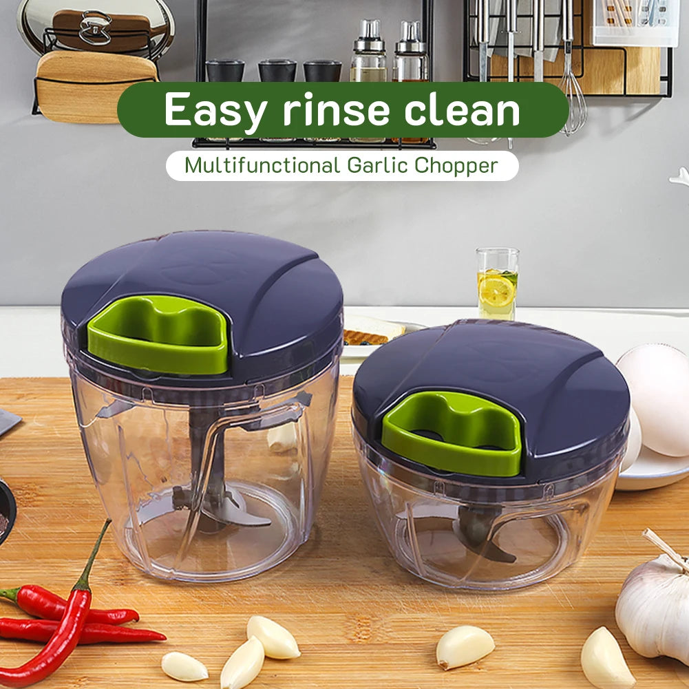 Pull-String Food Chopper — 600ml Manual Mini Processor